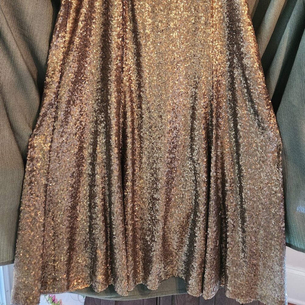 Lane Bryant Holiday Gold Sequined lined Maxi Skirt – Size 22  NWT! - Picture 7 of 10